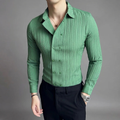 Men's Slim Fit Textured Stripe Button-Up Shirt
