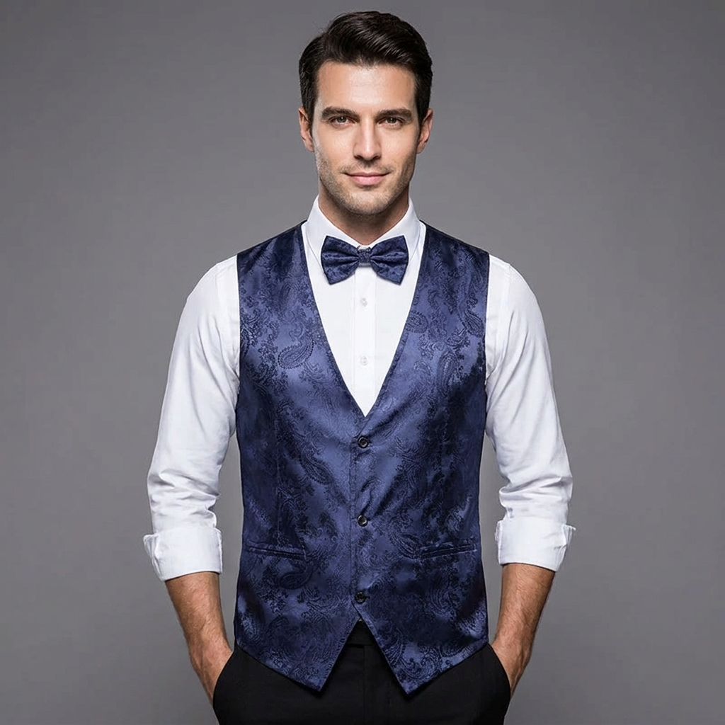 Men's Slim Fit Paisley Jacquard Suit Vest
